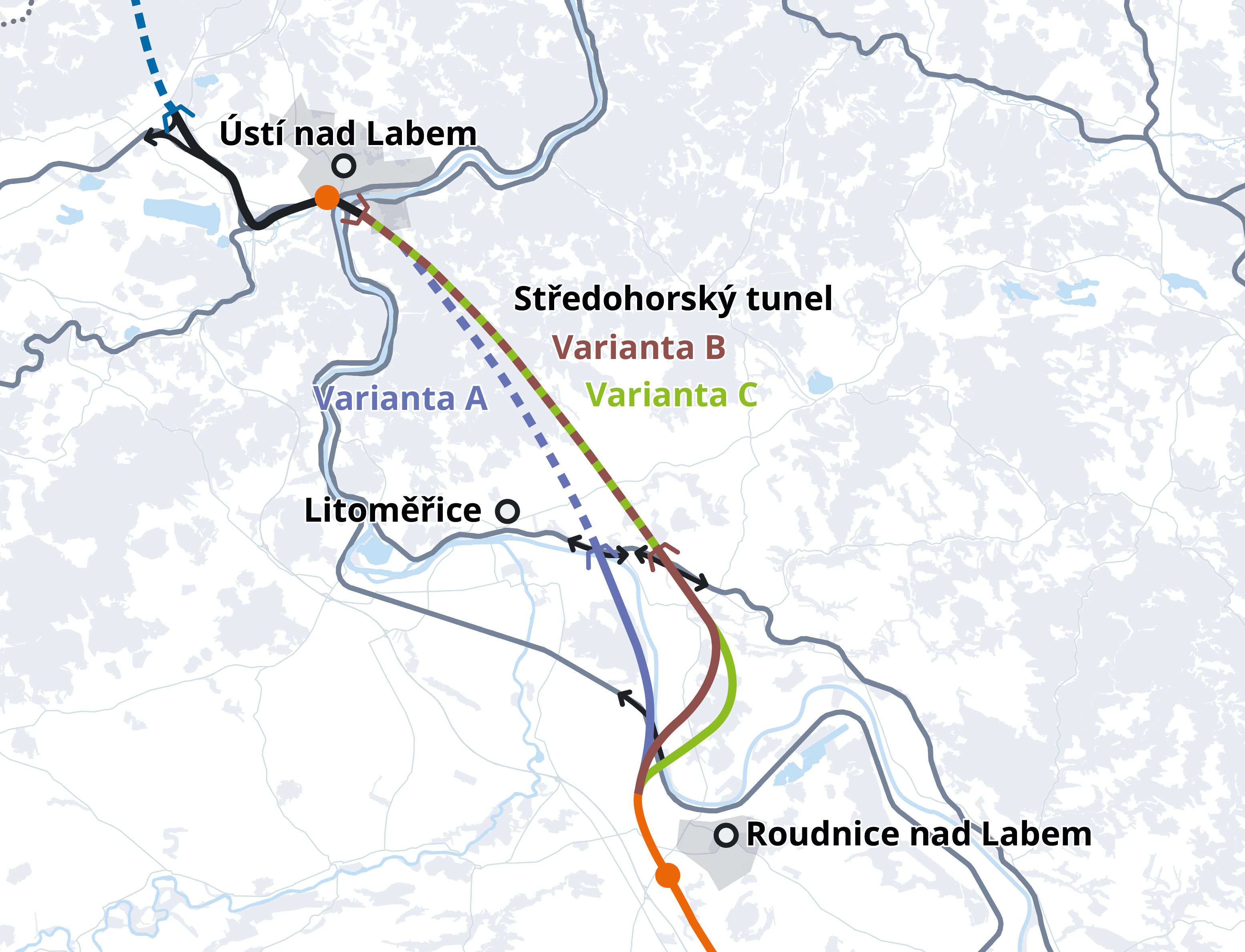 Der Streckenverlauf von Voll- und Teiltunnelvariante