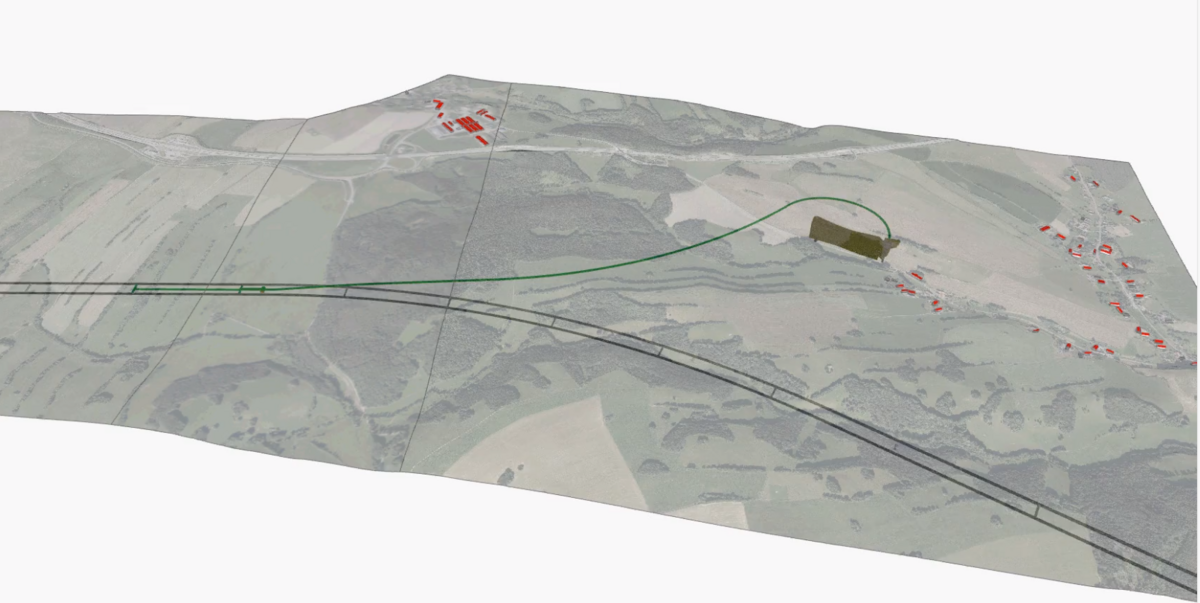 A visualisation of the evacuation and rescue site Göppersdorf for the new line Dresden - Prague.
